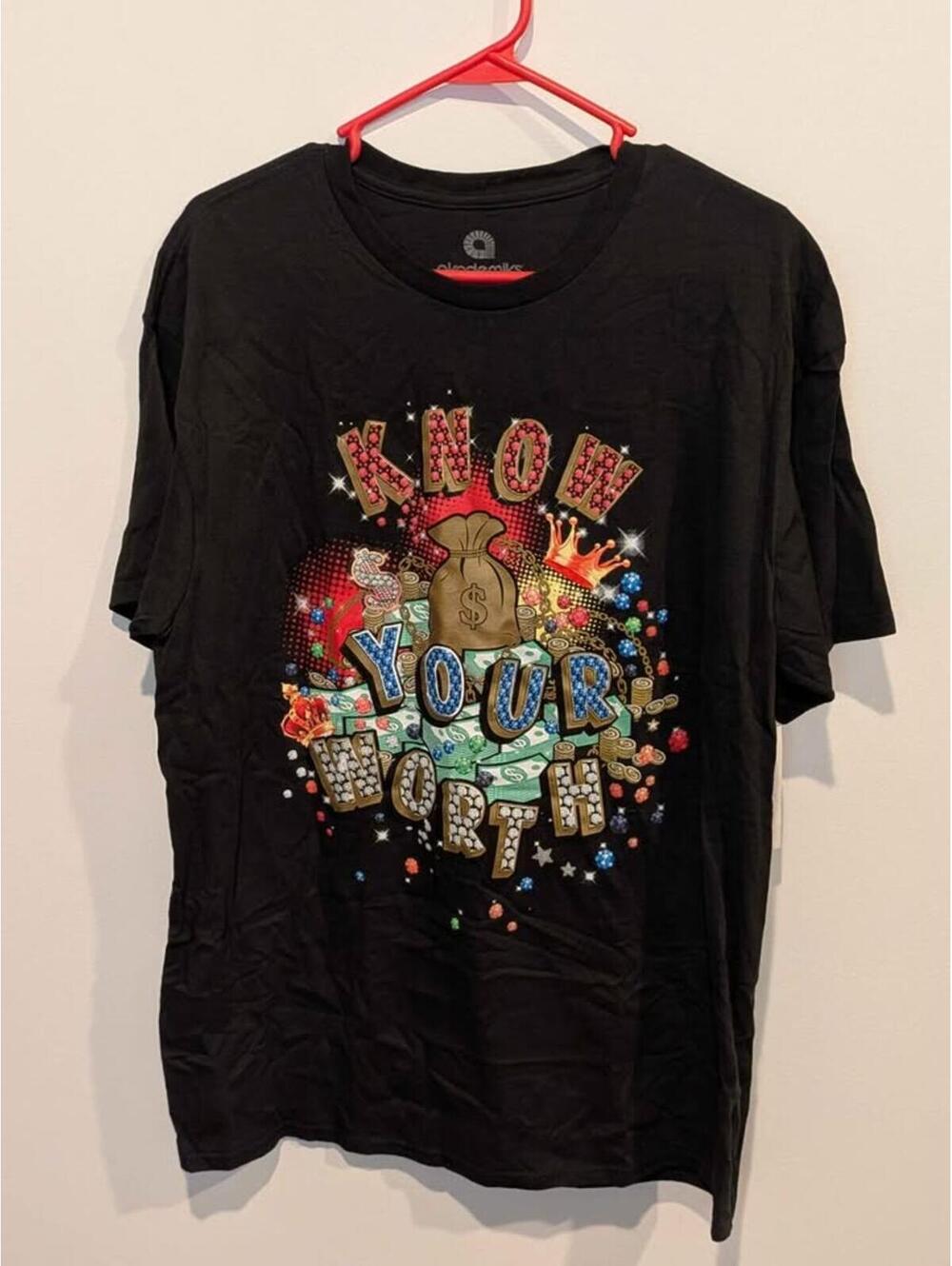 Akademiks Know Your Worth Graphic Tee Shirt L New